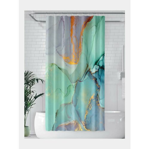 Штора для ванной с кольцами Цвет Лазурный 3449₽