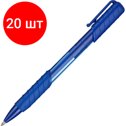 Комплект 20 штук, Ручка шариковая автомат. KORES К6 автомат треуг. корп, манж,0.5мм, син