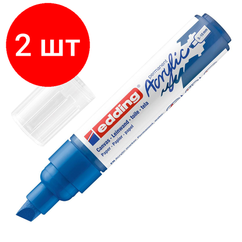 комплект 4 штук маркер акриловый edding 5000 903 скош 5 10 мм голубая шагаль gentianblue Комплект 2 штук, Маркер акриловый Edding 5000/903. скош. 5-10 мм. Голубая шагаль/Gentianblue