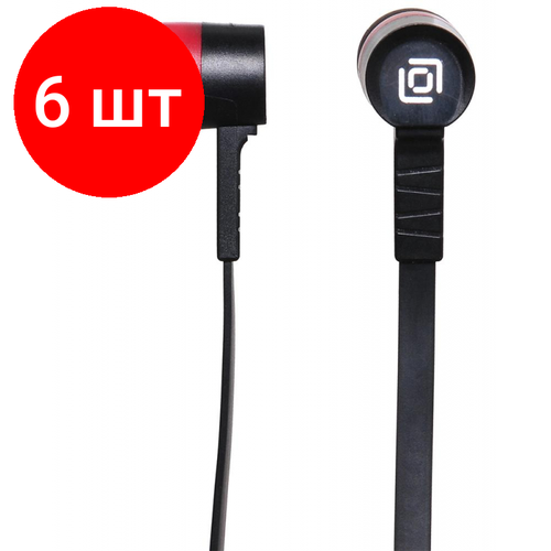 Комплект 6 штук, Гарнитура проводная вкладыши Oklick HS-S-220 1.1м черн/красн D2