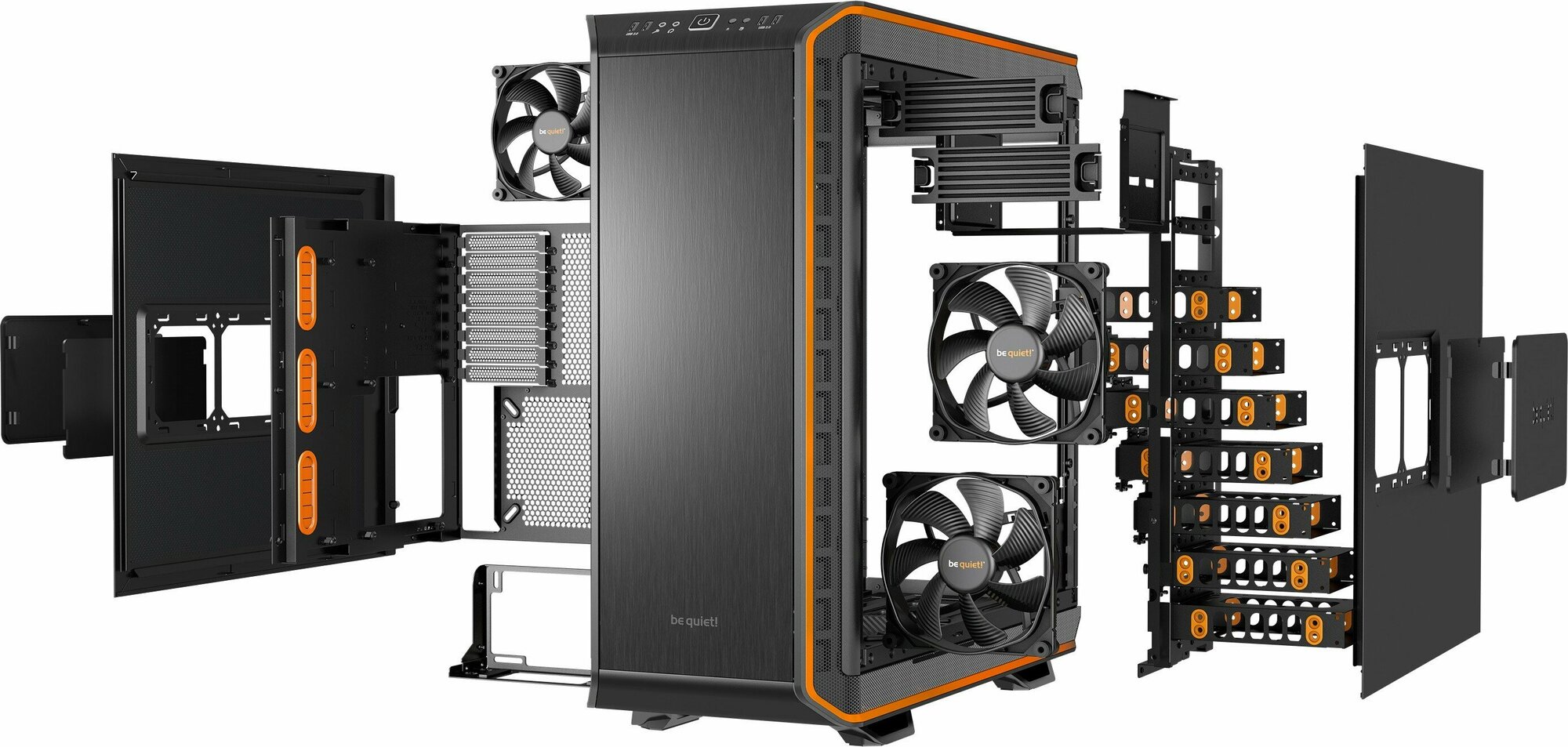 Корпус ATX Be quiet! BG010 / E-ATX / 2x5.25, 7x3.5, 15x2.5 /черный с оранжевым - фото №13