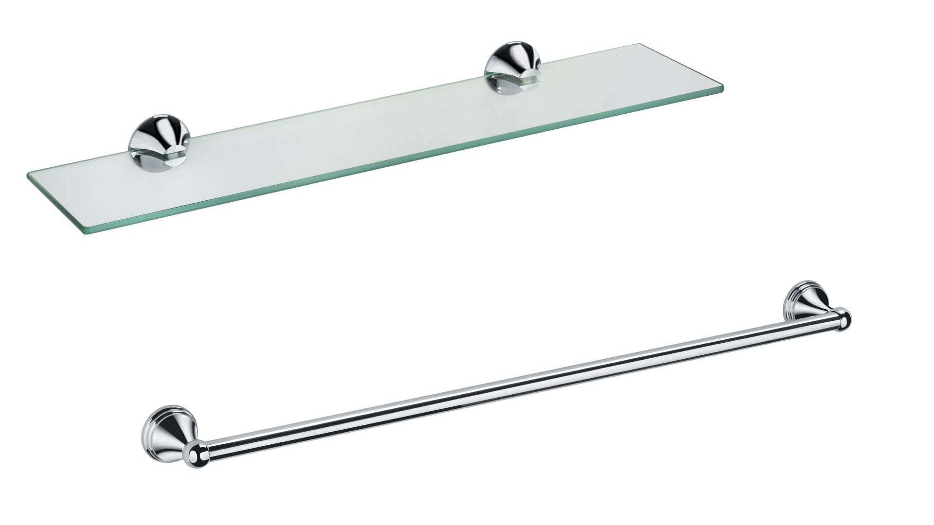 Полка для ванной комнаты стеклянная и полотенцедержатель Grampus GR-7803+01