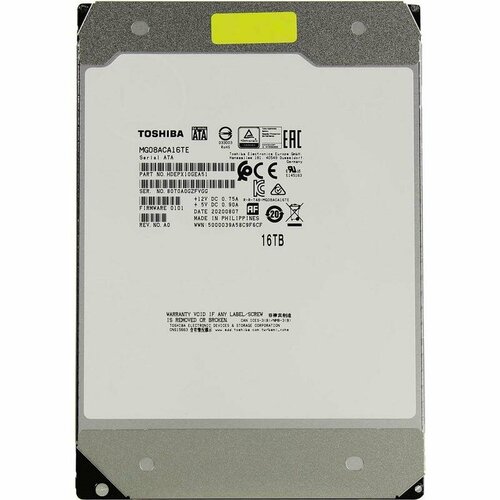 16TB Toshiba Enterprise Capacity (MG08ACA16TE) SATA, 7200 rpm, 512Mb buffer, 3.5} toshiba 8tb toshiba x300 hdwr480uzsva sata 6 0gb s 7200 rpm 256mb buffer 3 5