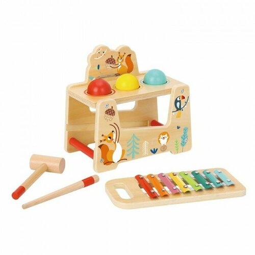 деревянные игрушки tooky toy музыкальная ксилофон Забивалка Лес