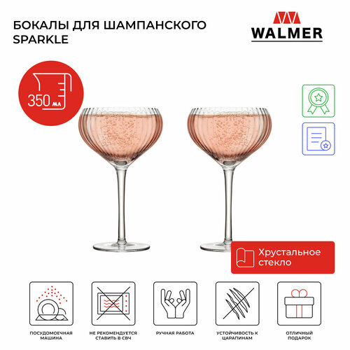 Набор бокалов для шампанского Walmer Sparkle, 2 шт 350 мл цвет прозрачный
