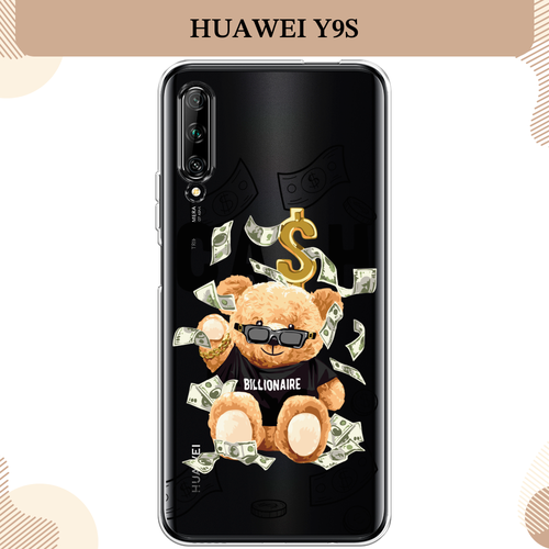 Силиконовый чехол Cash медвежонка на Huawei Y9s / Хуавей Y9s, прозрачный силиконовый чехол на huawei y9s хуавей y9s акварельные бабочки прозрачный