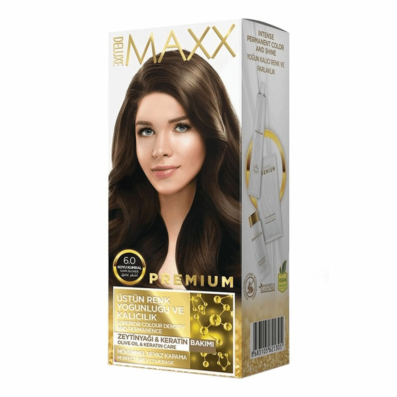 MAXX DELUXE Краска для волос Premium, тон 6.0 Темно-русый, 110 г