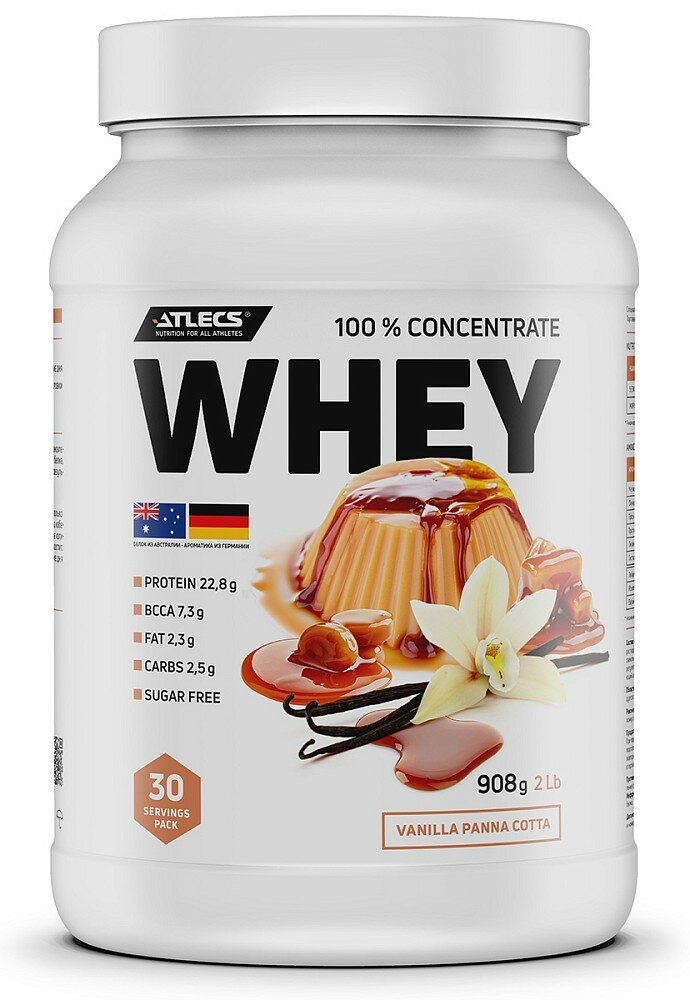 Atlecs Whey Protein 908 g, (ванильная панна котта)