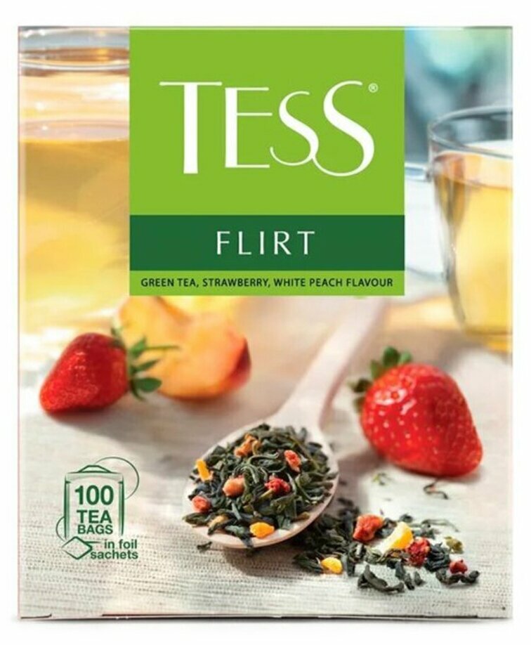 Чай зеленый Tess Flirt в пакетиках, 100 пак.