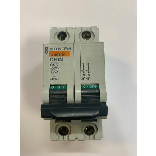 Автоматический выключатель Merlin Gerin Multi9 24339, 2P 25A 400V кривая C