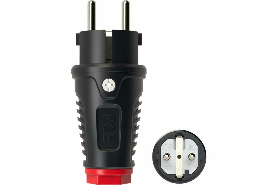 фото Кабельная вилка PCE 16A 220V 2P+E IP54 корпус черный, маркер красный 0511-sr