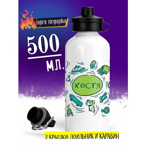 фото Спортивная бутылка салатово-голубая костя luzimuzi