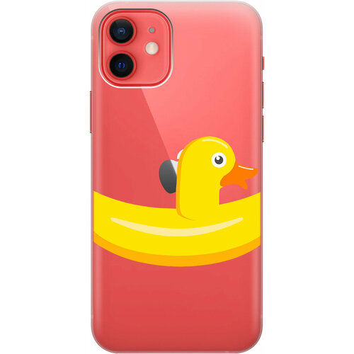 Силиконовый чехол на Apple iPhone 12 / 12 Pro / Эпл Айфон 12 / 12 Про с рисунком Duck Swim Ring чехол книжка на apple iphone 12 12 pro эпл айфон 12 12 про с рисунком swan swim ring золотистый