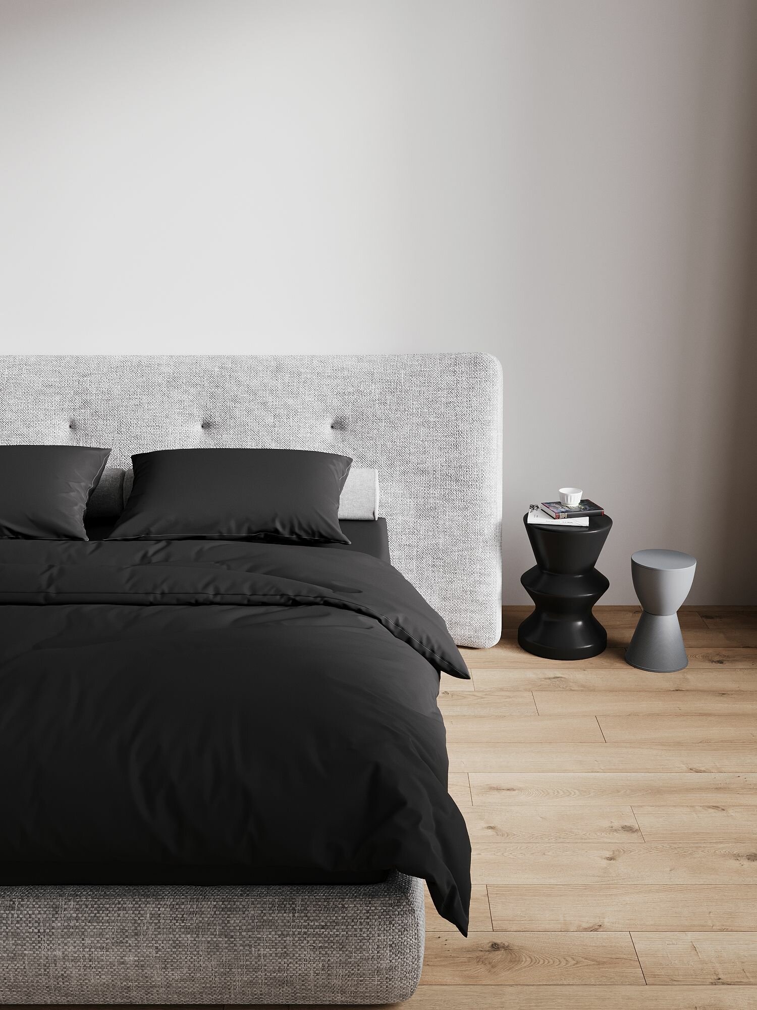 Комплект постельного белья 2-спальный черный. КПБ 2-спальный Moonville на матрас шириной 160-180 см