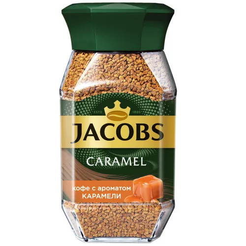 Кофе растворимый Jacobs Caramel с ароматом карамели, 95 г стеклянная банка (Якобс)