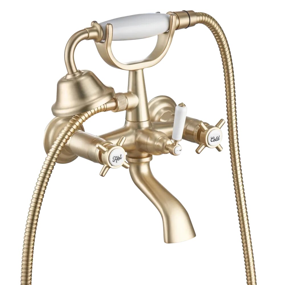 фото Смеситель для ванны Sensea Mauna однорычажный с лейкой и шлангом цвет бронза