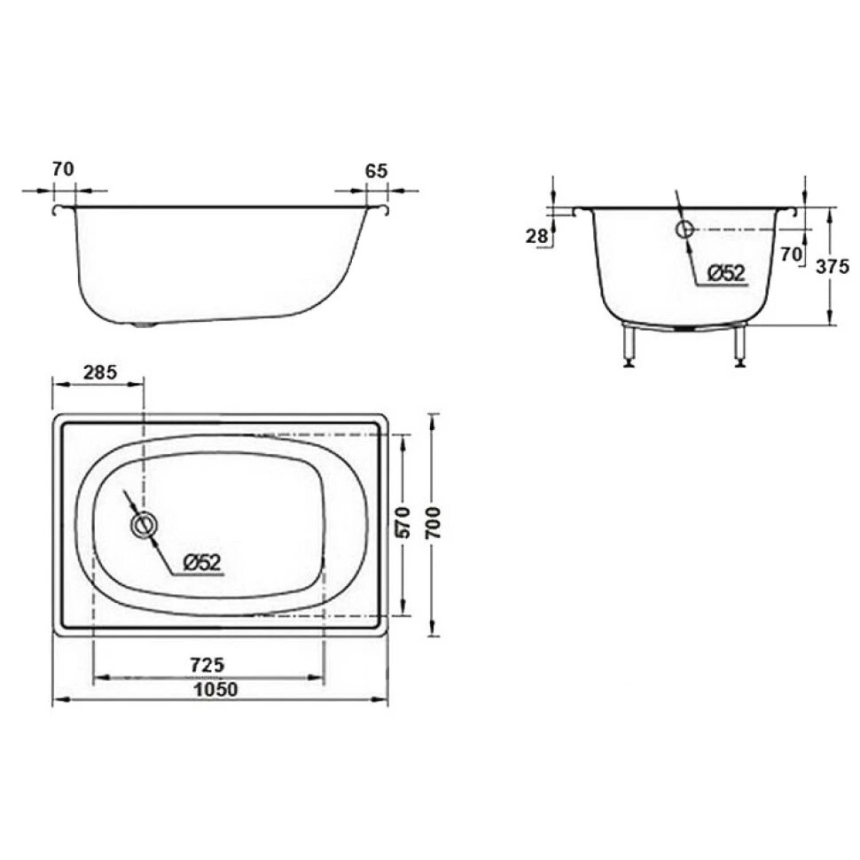 Ванна стальная BLB Europa Mini 105х70 см (B15E22001)