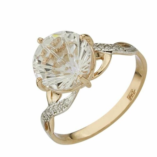 фото Кольцо aloris, красное золото, 585 проба, горный хрусталь, размер 17.5 aloris jewelry