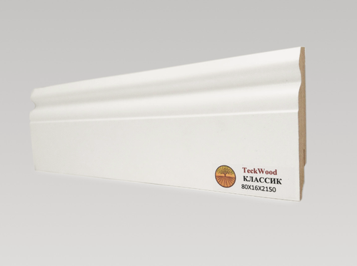 Изображение товара Плинтус TeckWood 80х16 мм (13 метров) мдф белый напольный деревянный Classic8016 6 шт