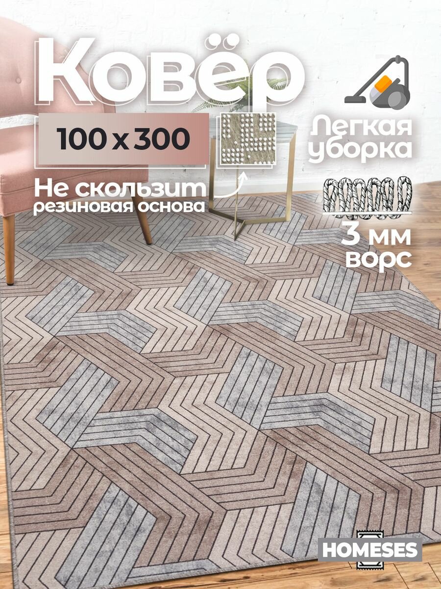 фото Ковер на пол резиновая основа в гостиную 100х300