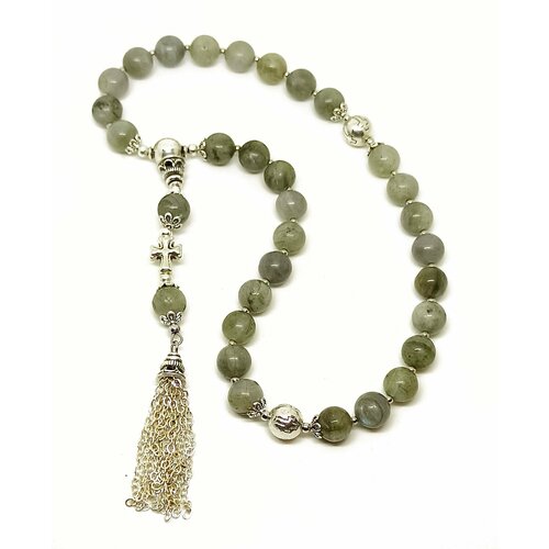 фото Браслет-нить буйнова н.е. натуральный камень, лабрадорит, 1 шт., размер 14 см, размер one size, диаметр 10 см, серый