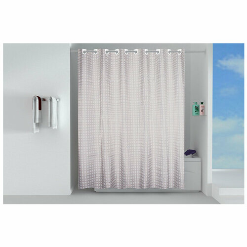 Занавеска для ванной ofelis клетка 200х180 см полиэсте р бежевая 3581₽