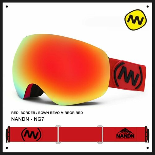 Маска горнолыжная NANDN NG7 MIRROR RED/RED катания на лыжах сноуборде мотоциклетные очки для катания на сноуборде зимняя лыжный спорт спортивные очки для езды на велосипеде очки ан