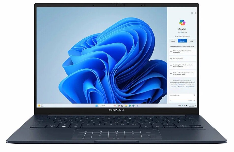Ноутбук Asus ZENBOOK 14 OLED UX3405Ma-PP239W 90NB11R1-M00AB0 (Core Ultra 7 3800 MHz (155H)/16384Mb/1024 Gb SSD/14"/2880x1800/Win 11 Home)