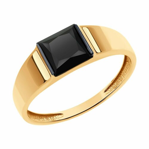 фото Кольцо diamant, красное золото, 585 проба, оникс, размер 18.5