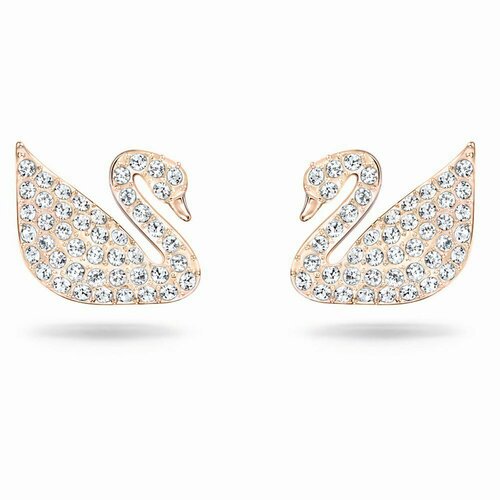 Серьги пусеты SWAROVSKI, кристаллы Swarovski, золотой