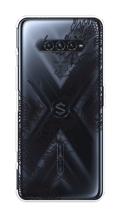 Силиконовый чехол на Xiaomi Black Shark 4/4S/4S Pro/4 Pro / Сяоми Black Shark 4/4 Про "Два китайских дракона", прозрачный