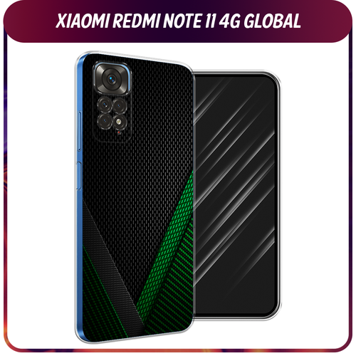 Силиконовый чехол на Xiaomi Redmi Note 11 4G Global/Redmi Note 11S / Редми Ноут 11 Global/11S Зеленый карбон силиконовый чехол на xiaomi redmi note 11 4g global redmi note 11s редми ноут 11 global 11s розы на сером