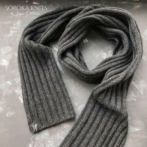 фото Шарф ,180х32 см, серый wishcashmere