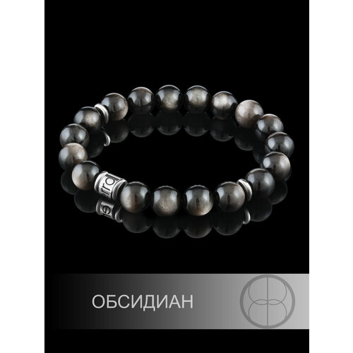 Браслет Erro, обсидиан, 1 шт., размер 15 см, черный/серебристый