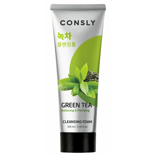 Consly Green Tea Balancing Creamy Cleansing Foam - Балансирующая кремовая пенка для умывания с экстрактом зеленого чая 100 мл