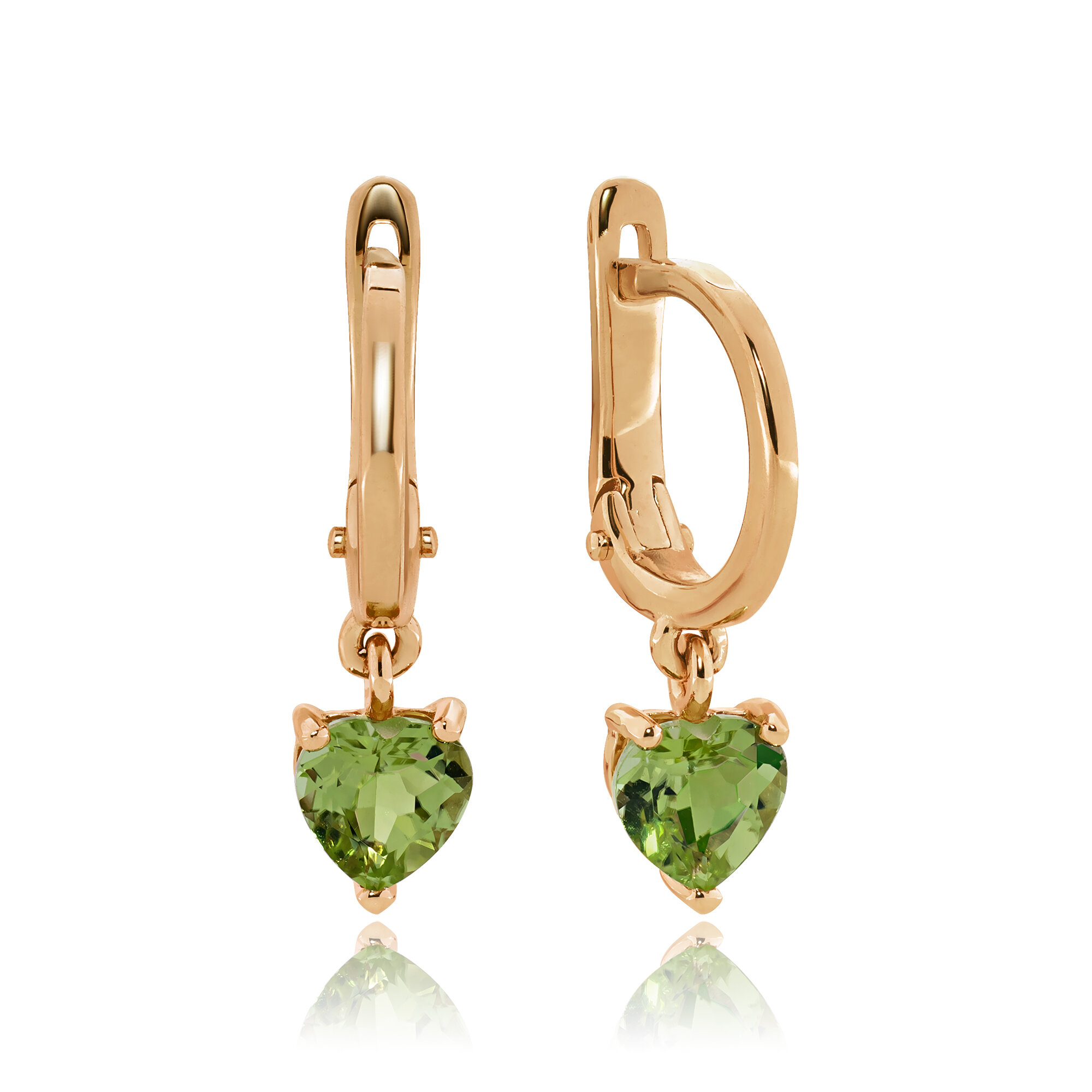 Серьги ALORIS, красное золото, 585 проба, хризолит
