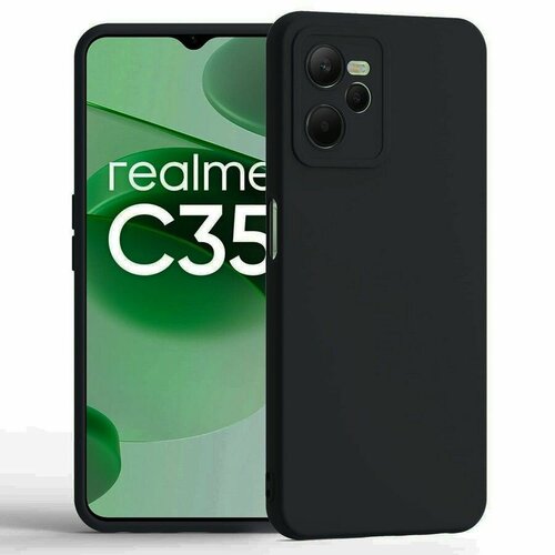 Силиконовая накладка без логотипа Silky soft-touch для Realme C35 черный