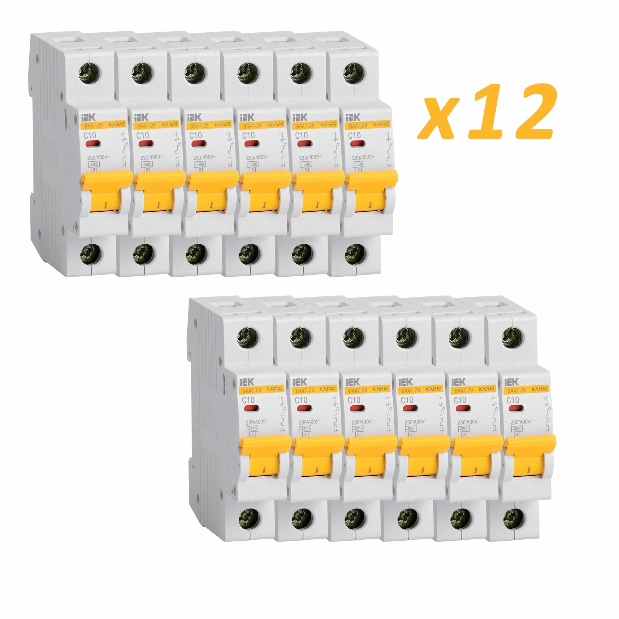 Автоматический выключатель ВА47-29 1P C 10А 4,5кА IEK х 12 шт.