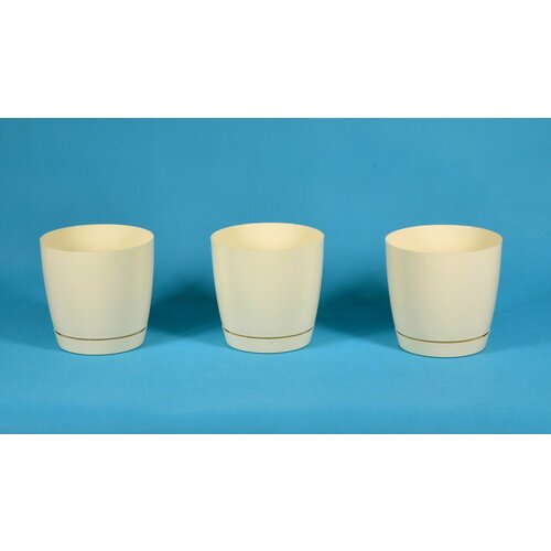 Горшок Фрезия №2 бежевый 3л, d17, h17 с поддоном / 3шт