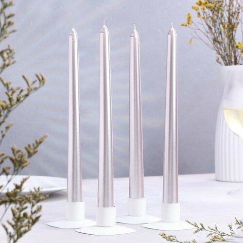 SUI Набор свечей античных 23х 25 см 4 шт лакированная розовый металлик 867₽