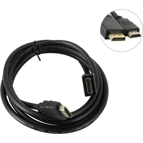 Кабель аудио-видео Aopen Qust, DisplayPort (m) - HDMI (m) , 1.8м, GOLD черный [acg494-1.8m] Noname - фото №2