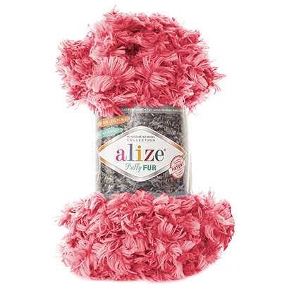 Пряжа Alize Puffy Fur № 6115 (6 м) 100 гр. розовый, 1 шт.