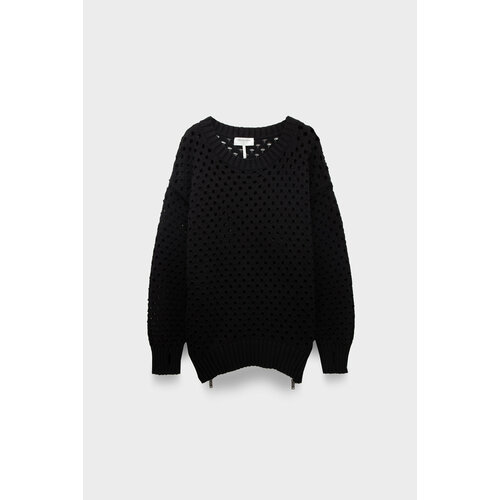 фото Джемпер one teaspoon knitted fishnet zip side sweater black, размер 46, черный