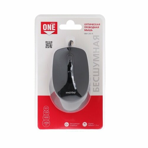 Мышь Smartbuy ONE 265-K игровая проводная оптическая беззвучная 2400 dpi USB черная комплект из 4 шт 195900₽