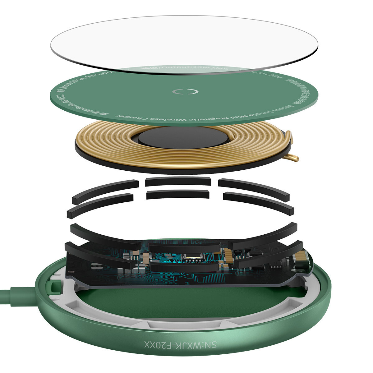 Беспроводное зарядное устройство Baseus Simple Mini Magnetic Wireless Charger Green WXJK-H06 - фото №20