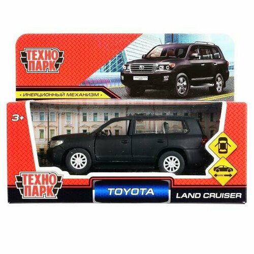 Машина Toyota Land Cruiser матовый чёрный (12,5см) инерц, в/к