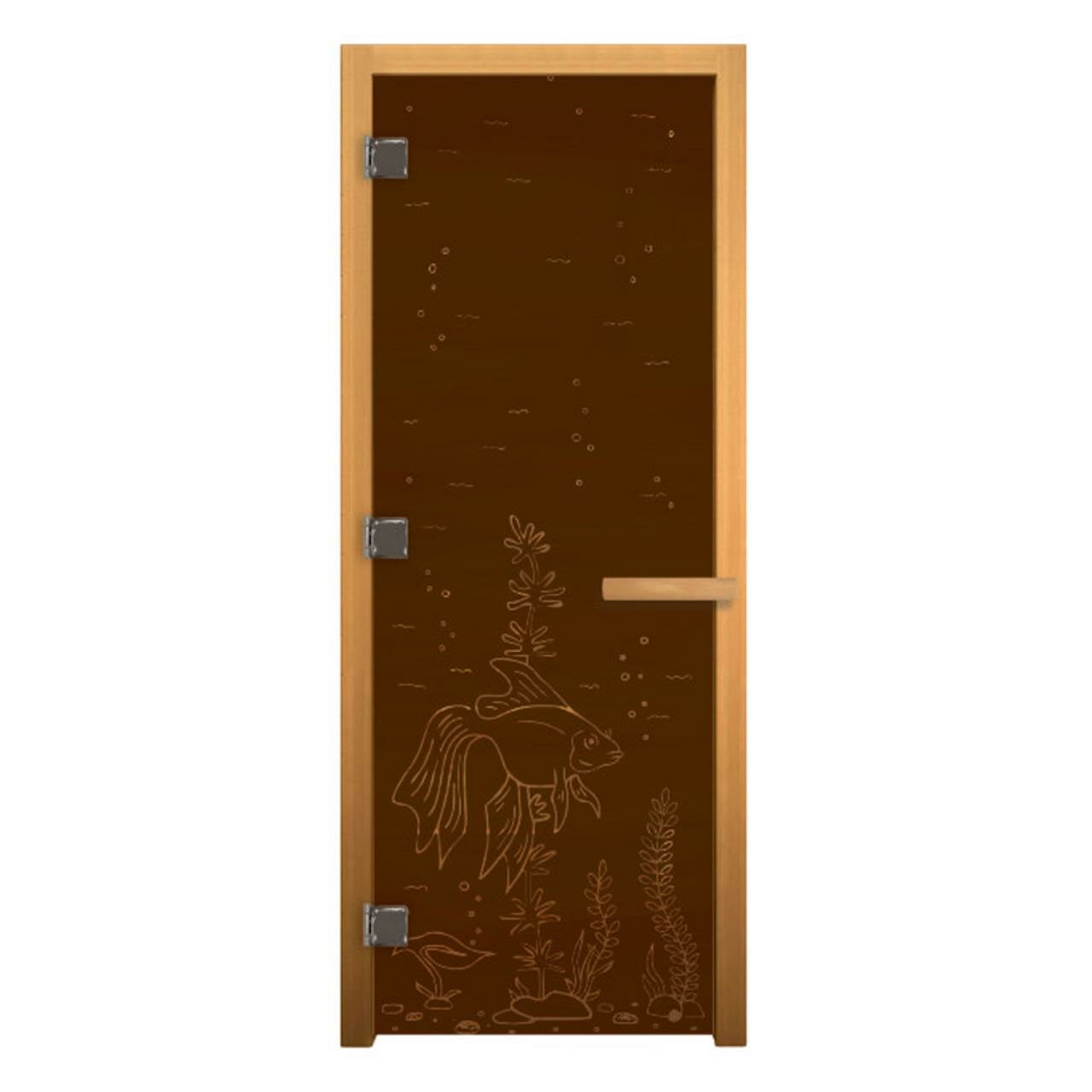 Дверь стекло Бронза Матовая "рыбка" 190х70 (8мм, 3 петли 710 CR) (осина) Лев