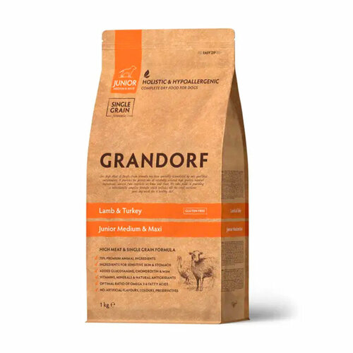 Корм для юниоров всех пород Grandorf Lamb&Turkey Junior, ягнёнок с индейкой 1 кг