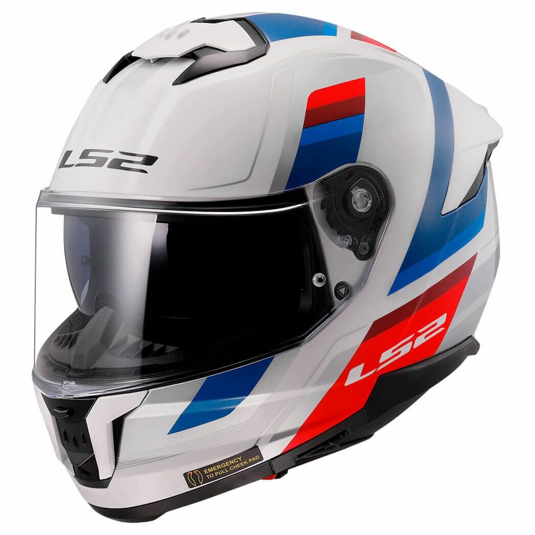 Шлем для мотоцикла ( мотошлем интеграл ) LS2 FF808 STREAM 2 VINTAGE White Blue Red S