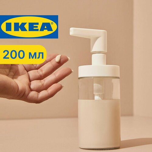 Дозатор IKEA таккан для жидкого мыла моющего средства в ванную, на кухню белый, бесцветный